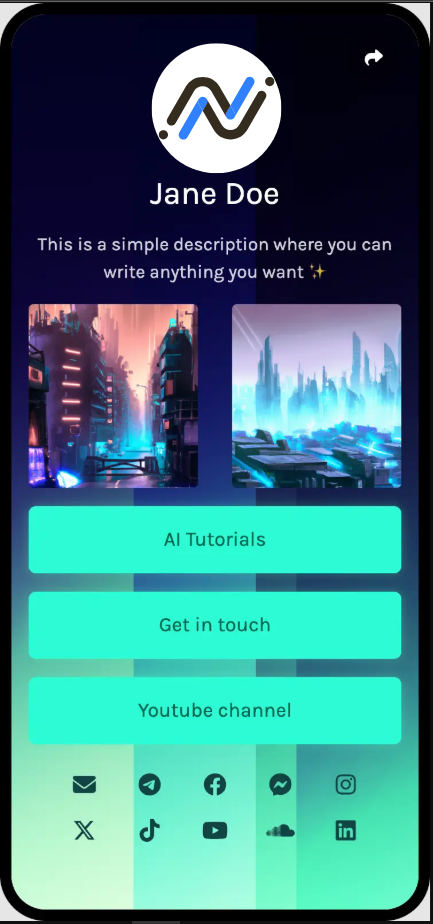Screenshot of biolink page examples