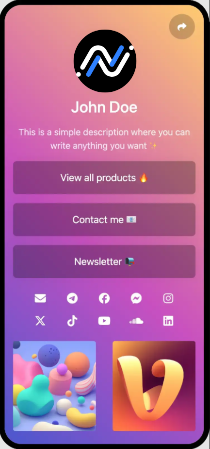 Screenshot of biolink page examples